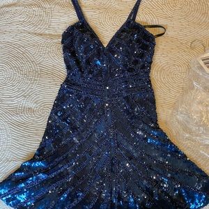 NWT Sherri hill navy dress! Size 6 sparkly 51363